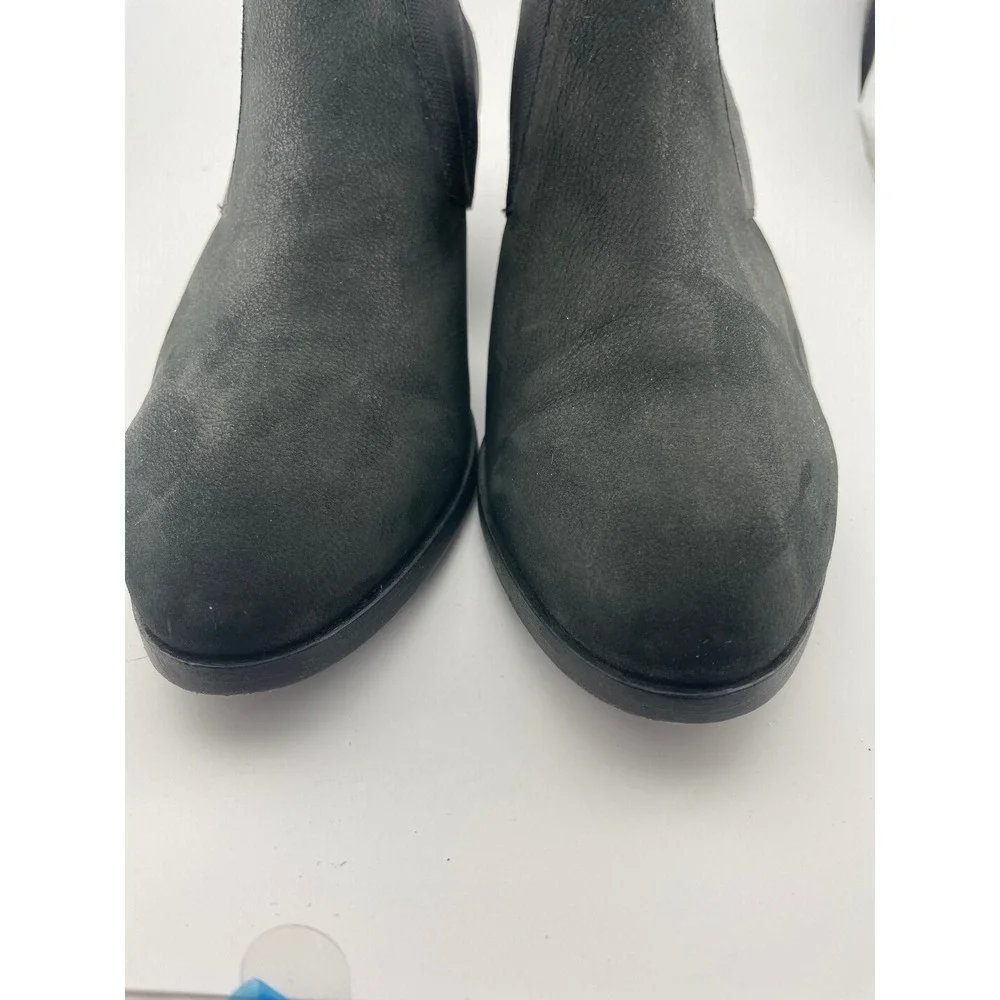 Eileen Fisher Perry black‎ nubuck suede elastic cutout shoes booties sz 7.5